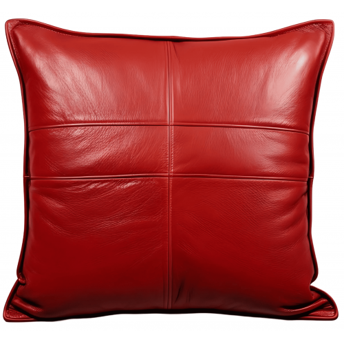 Coussin ou oreiller en cuir de vachette rouge et noire 45 x 45 cm housse ref: 045