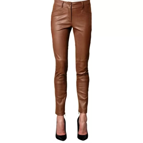 Pantalon legging en cuir stretch couleur gold modèle Mariana