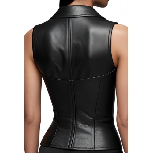 Bustier en cuir d'agneau noir modèle Bernome