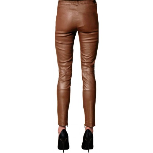 Pantalon legging en cuir stretch couleur gold modèle Mariana