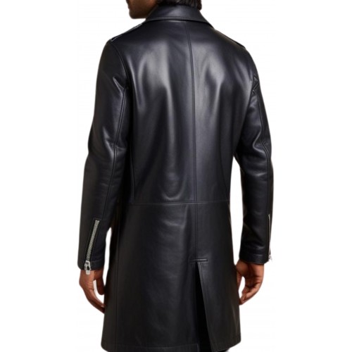 Trois quart cuir homme style perfecto homme cuir agneau noir modèle Erickson