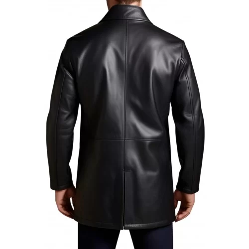 Trois quart cuir fermeture par zip sur l'avant modèle homme en agneau noir modèle Gillot
