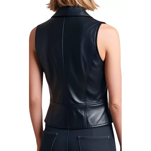 Gilet femme style perfecto en cuir d'agneau fermeture par zip modèle Gina