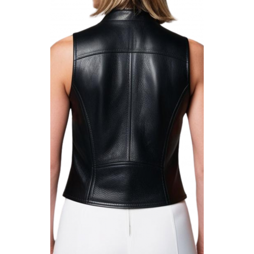 Gilet femme en cuir d'agneau fermeture par zip modèle Brenda