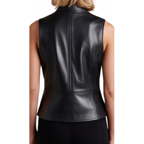 Gilet femme en cuir d'agneau fermeture par boutons modèle Ibiza