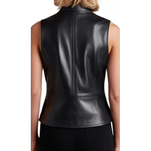 Gilet femme en cuir d'agneau fermeture par boutons modèle Ibiza