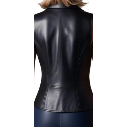 Gilet femme en cuir d'agneau fermeture par boutons modèle Anninia