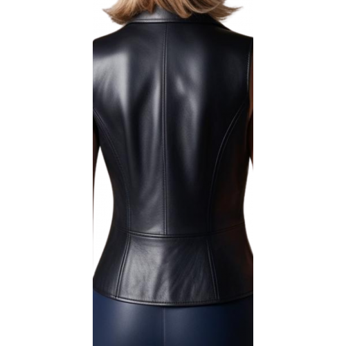 Gilet femme en cuir d'agneau fermeture par boutons modèle Anninia