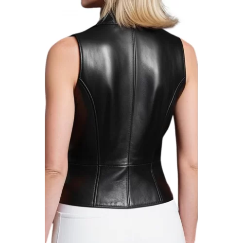 Gilet femme en cuir d'agneau fermeture par boutons modèle Marizza