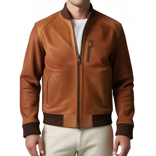 Blouson coupe teedy homme en agneau velours marron modèle Karlixe