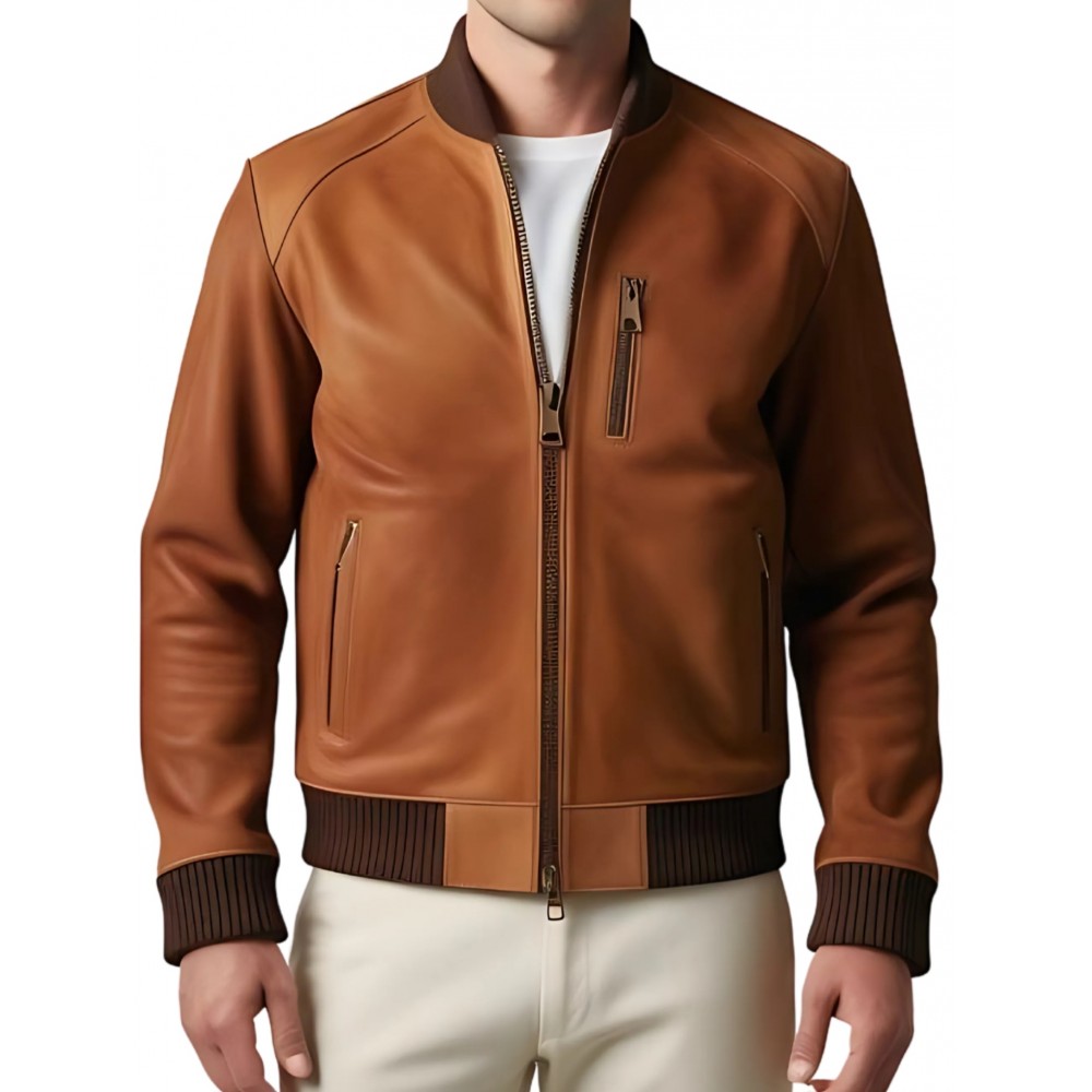 Blouson coupe teedy homme en agneau velours marron modèle Karlixe