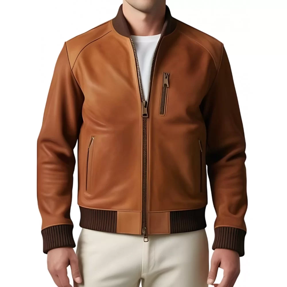 Blouson coupe teedy homme en agneau velours marron modèle Karlixe