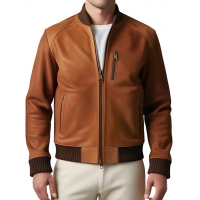 Blouson coupe teedy homme en agneau velours marron modèle Karlixe