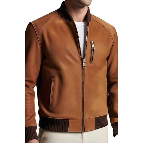 Blouson coupe teedy homme en agneau velours marron modèle Karlixe