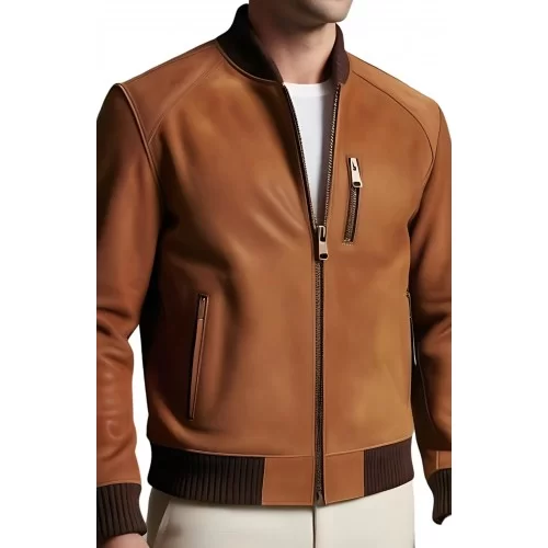 Blouson coupe teedy homme en agneau velours marron modèle Karlixe