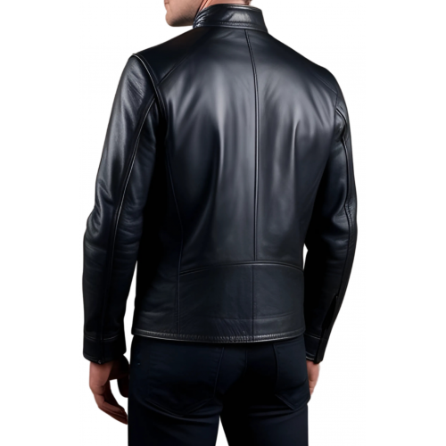 Blouson cuir homme en agneau noir modèle Mamiore