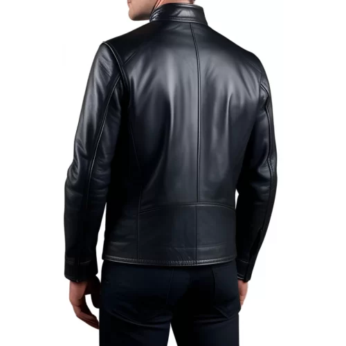 Blouson cuir homme en agneau noir modèle Mamiore