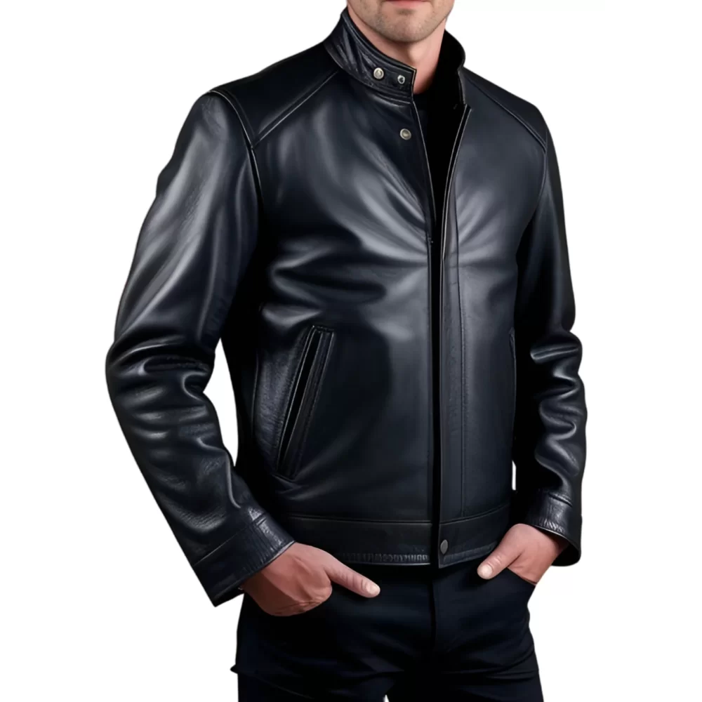Blouson cuir homme en agneau noir modèle Mamiore