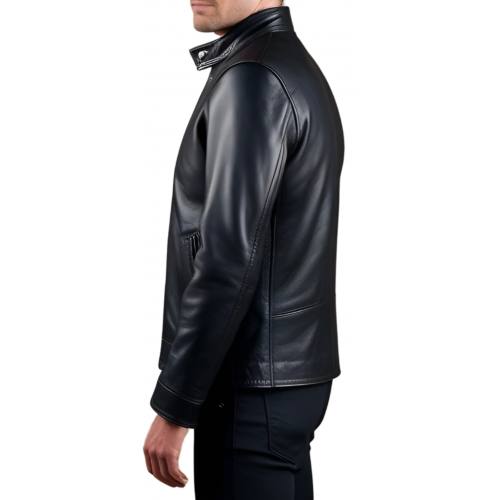Blouson cuir homme en agneau noir modèle Mamiore