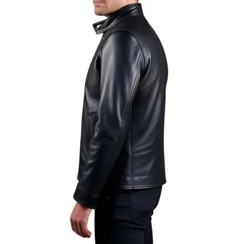 Blouson cuir homme en agneau noir modèle Mamiore