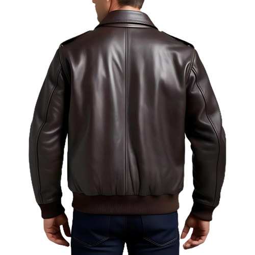 Blouson aviateur rétro en cuir de mouton marron homme modèle Guerrard