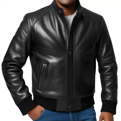 Blouson en cuir homme en agneau noir modèle Chorus