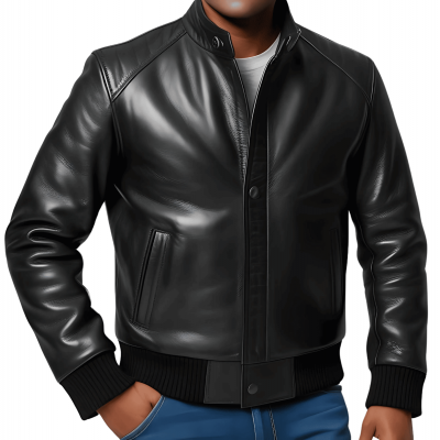 Blouson en cuir homme en agneau noir modèle Chorus