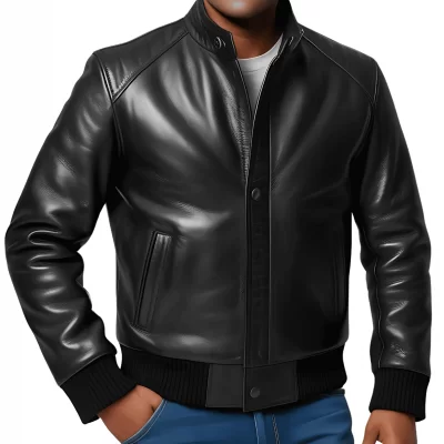 Blouson en cuir homme en agneau noir modèle Chorus