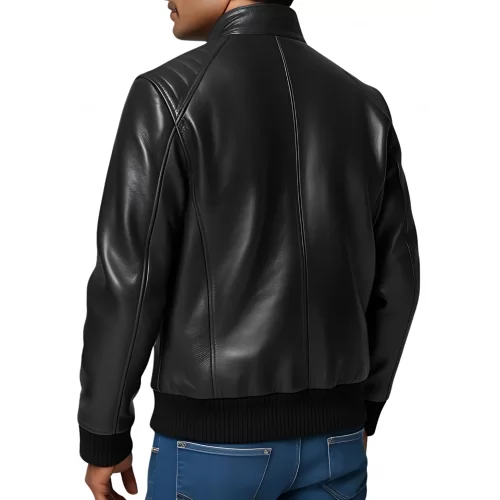 Blouson en cuir homme en agneau noir modèle Chorus