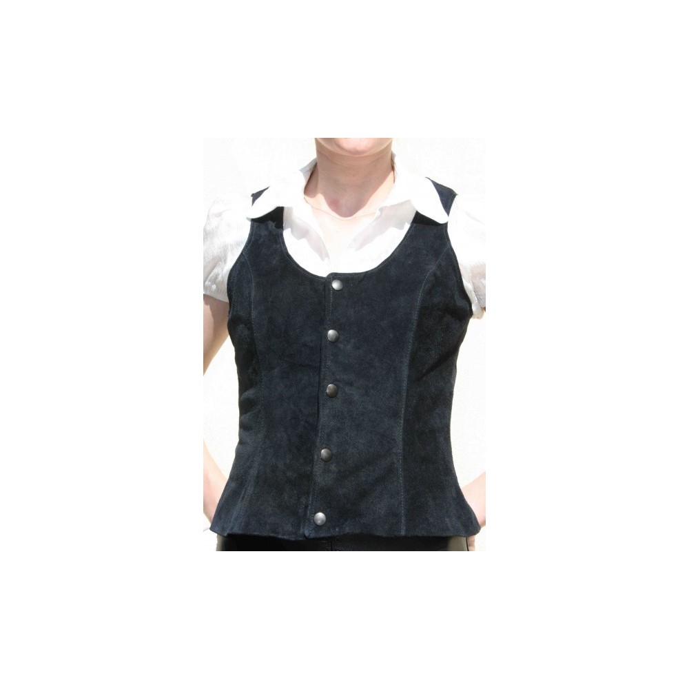 Gilet femme veau velours noir modèle Anixe