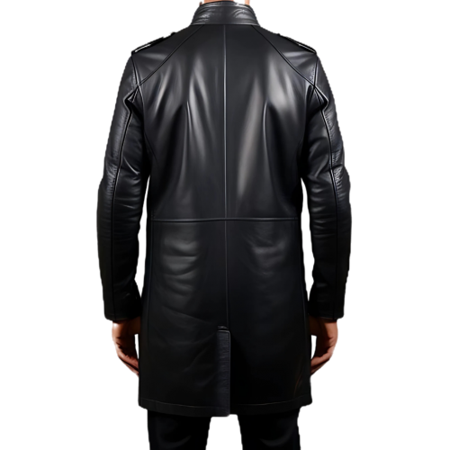 Manteau trois quart cuir homme veste de combat en agneau noir modèle Gillot