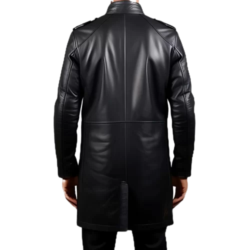 Manteau trois quart cuir homme veste de combat en agneau noir modèle Gillot
