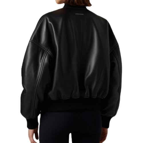 Blouson cuir femme coupe oversize en agneau noir coupe teedy modèle Divinace