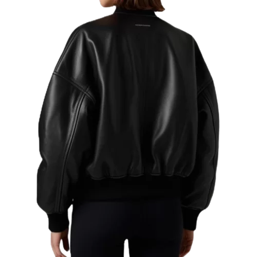 Blouson cuir femme coupe oversize en agneau noir coupe teedy modèle Divinace