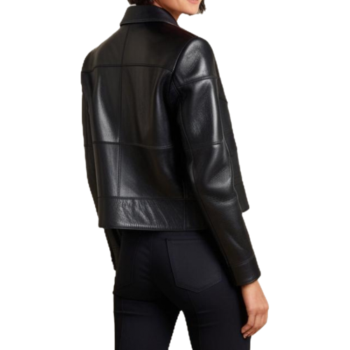 Blouson cuir femme en agneau noir modèle Ameliqua