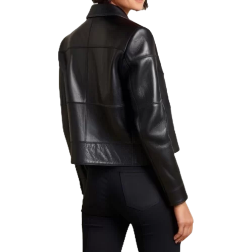 Blouson cuir femme en agneau noir modèle Ameliqua