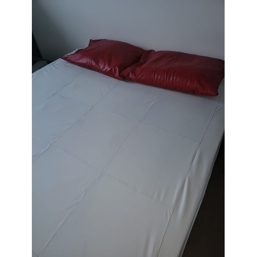 Drap housse lit double en cuir d'agneau blanc taille 140cm x 190cm