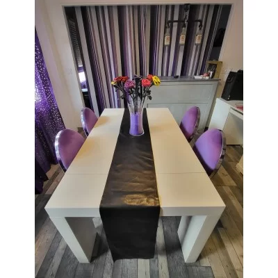 Chemin de table en cuir d'agneau noir dimensions 285cm x 30cm