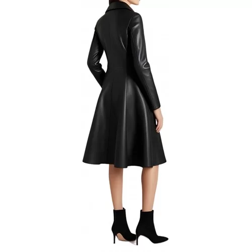 Robe mi longue en agneau noir modèle Ziliana