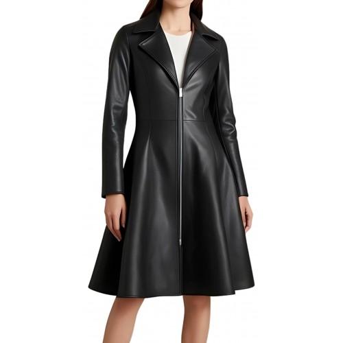 Robe mi longue en agneau noir modèle Ziliana