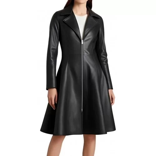 Robe mi longue en agneau noir modèle Ziliana