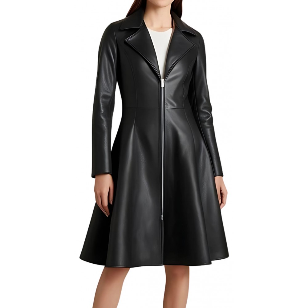 Robe mi longue en agneau noir modèle Ziliana