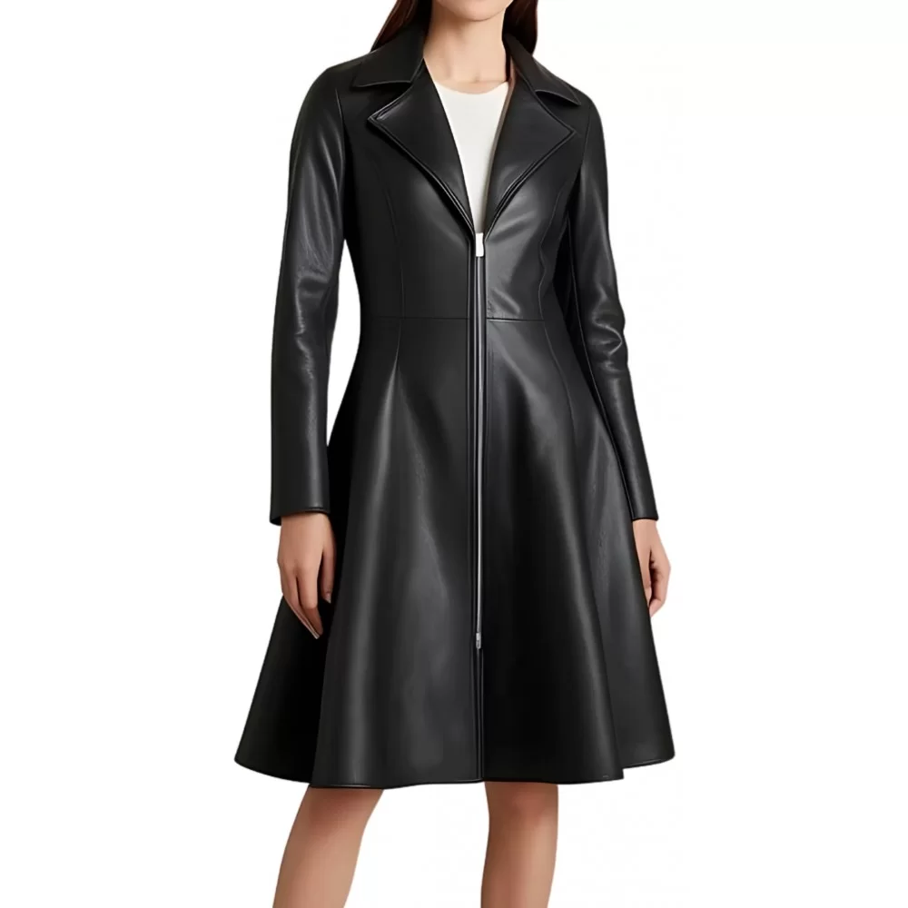 Robe mi longue en agneau noir modèle Ziliana