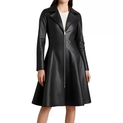 Robe mi longue en agneau noir modèle Ziliana