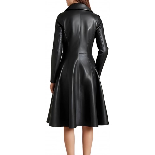 Robe mi longue en agneau noir modèle Ziliana