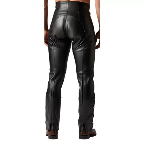 Chaps en cuir d'agneau noir modèle Monarque