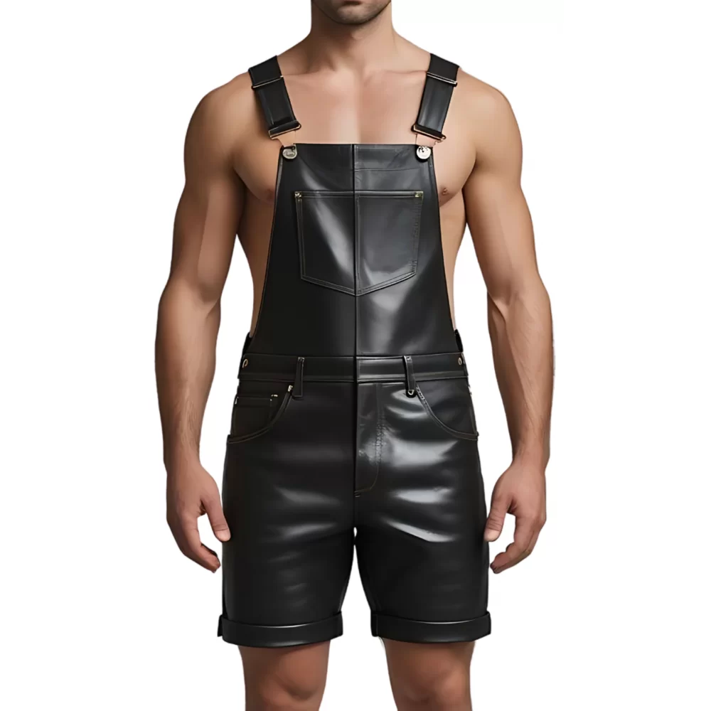 Short salopette homme en d'agneau noir modèle Simon