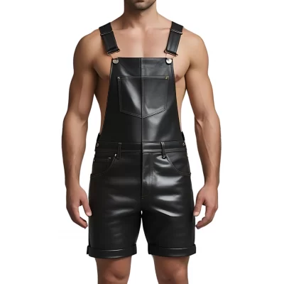 Short salopette homme en d'agneau noir modèle Simon