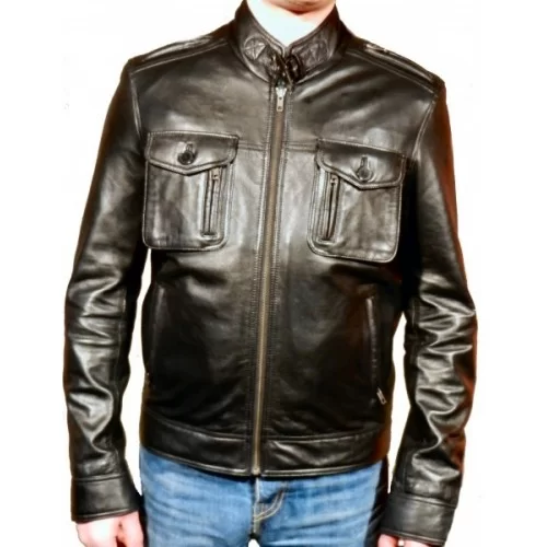 Blouson cuir homme agneau noir modèle Corry