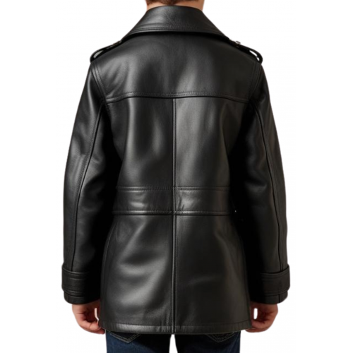 Veste trois quart style veste de combat en cuir d'agneau noir modèle Timmy taille 10 ans